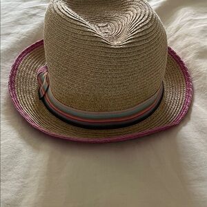 Apt. 9 Tan Straw Hat with Pink Trim